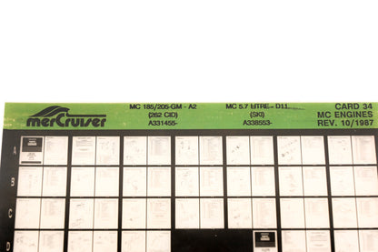 Mercruiser XM011-41 MC185/205GM-A2, 5.7L-D11, A331455,A338553 Card 34 Microfiche