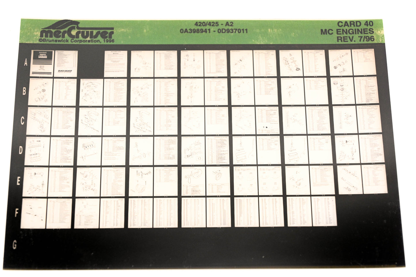 Mercruiser XM011-47 MC Engines 420/425-A2, 0A398941-0D937011 Card 40 Microfiche