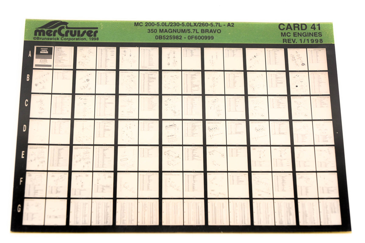 Mercruiser XM011-48 MC200-5.0L/230-5LX/260-5.7L-A2, 350 Magnum/5.7L Bravo Card 41 Microfiche