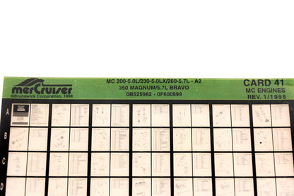 Mercruiser XM011-48 MC200-5.0L/230-5LX/260-5.7L-A2, 350 Magnum/5.7L Bravo Card 41 Microfiche