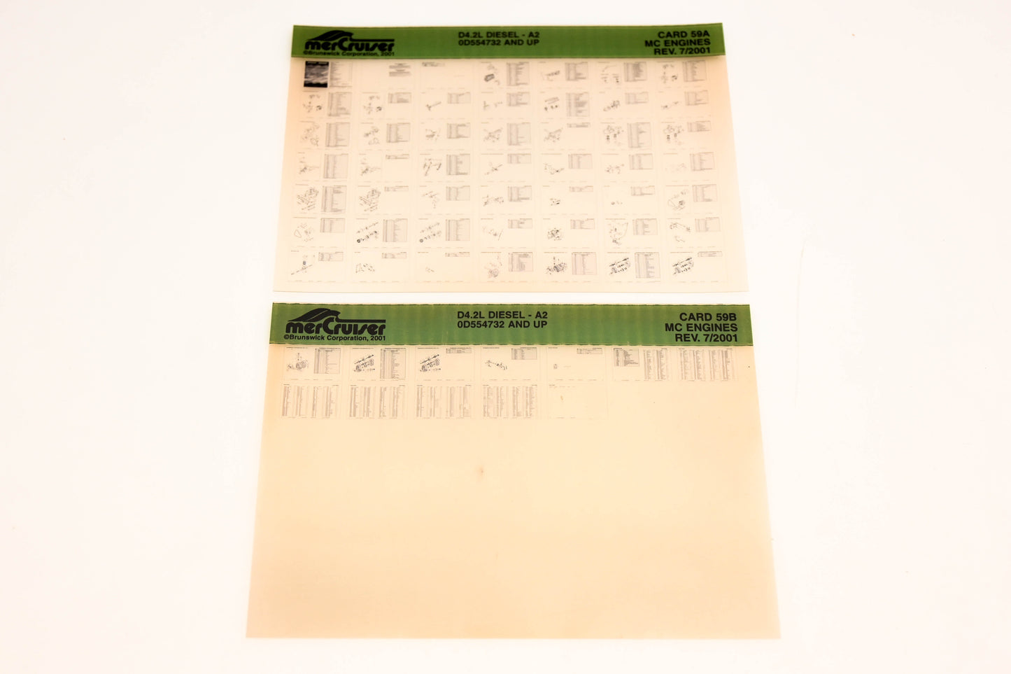 Mercruiser XM011-54 MC Engines D4.2L Diesel-A2, 0D554732 Card 59A/B Lot
