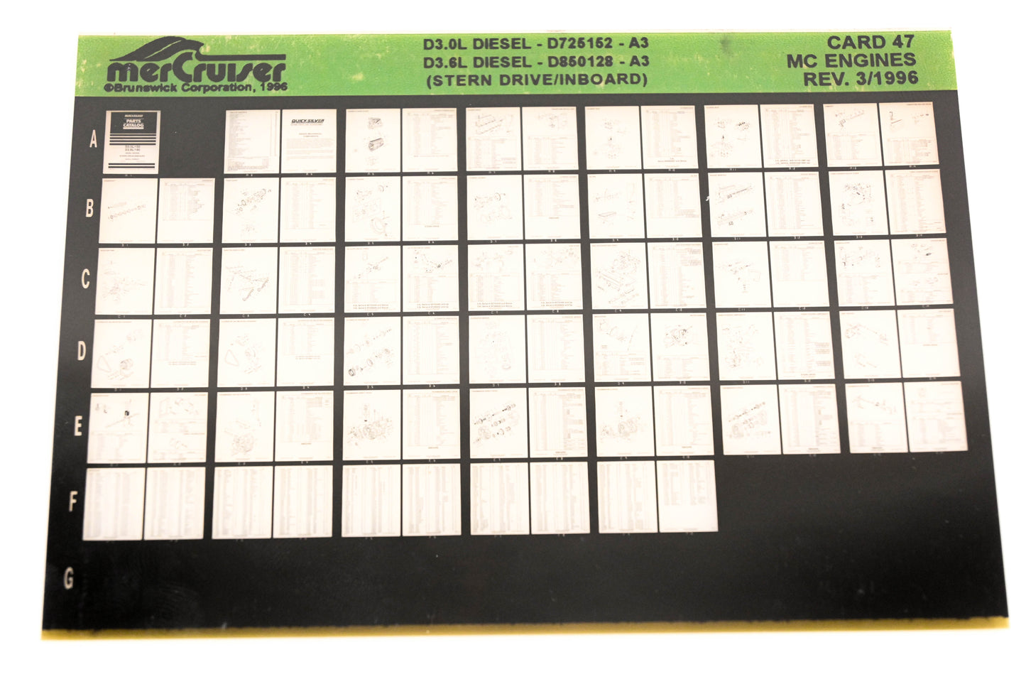 Mercruiser XM011-55 D3.0L Diesel, 3.6L Diesel Stern Drive Inboard Card 47 Microfiche