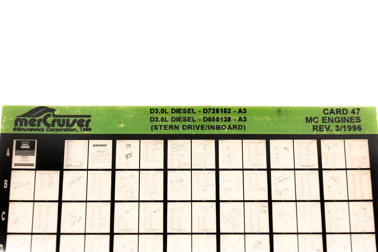 Mercruiser XM011-55 D3.0L Diesel, 3.6L Diesel Stern Drive Inboard Card 47 Microfiche