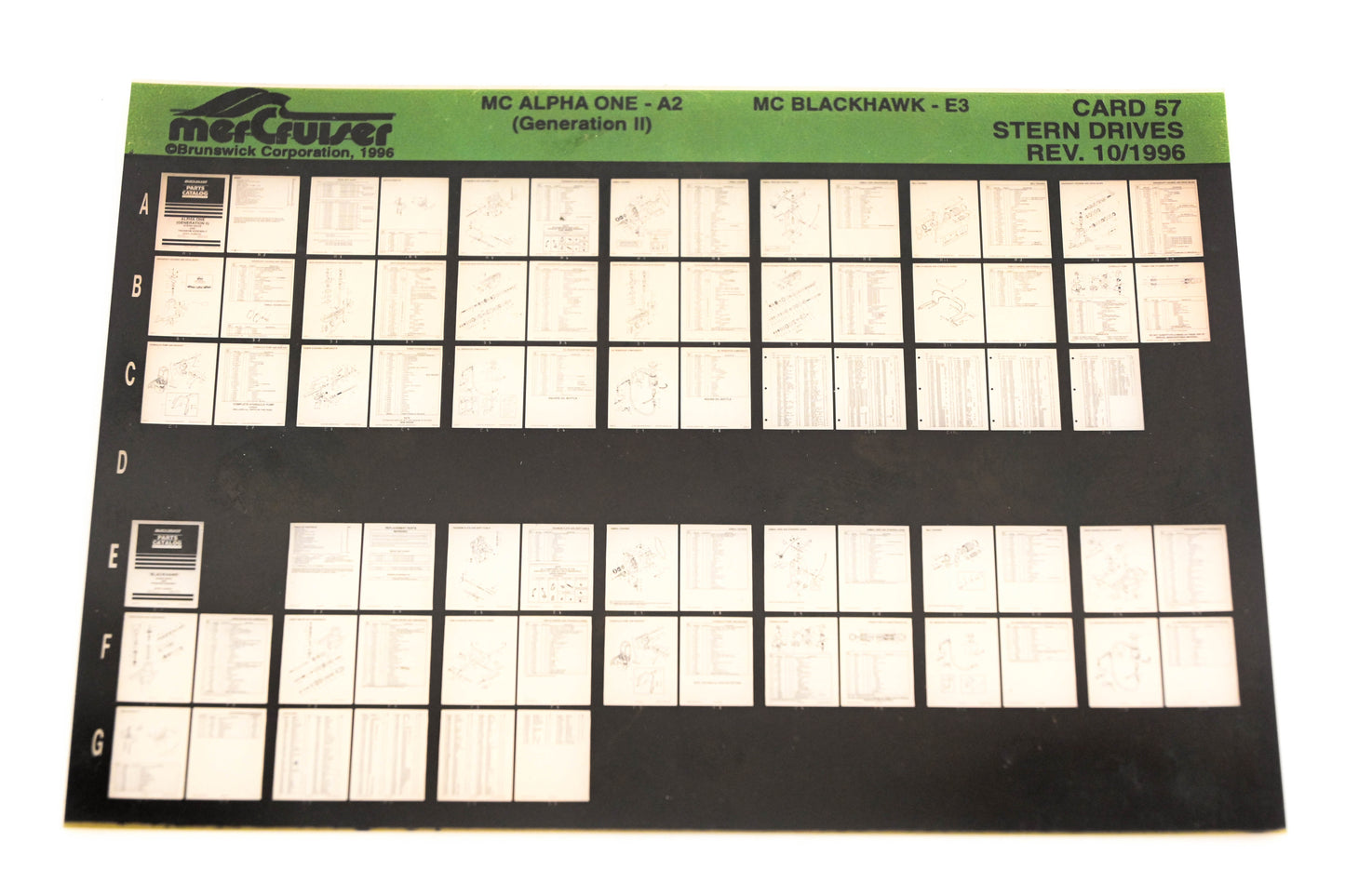 Mercruiser XM011-65 MC Engines Alpha One-A2 Gen II, Blackhawk-E3 Card 57 Microfiche