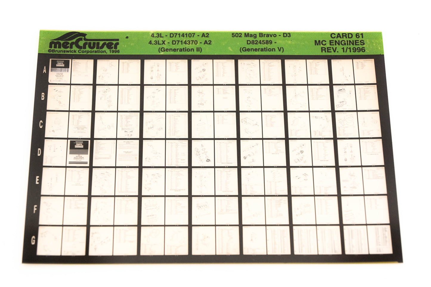 Mercruiser XY019-12 MC Engines 4.3L, 4.3LX, 502 Magnum Bravo Card 61 Microfiche