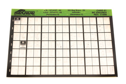 Mercruiser XY019-12 MC Engines 4.3L, 4.3LX, 502 Magnum Bravo Card 61 Microfiche