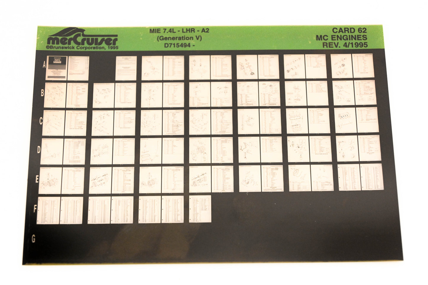 Mercruiser XY019-13 MC Engines MIE 7.4L-LHR-A2, D715494 Card 62 Microfiche