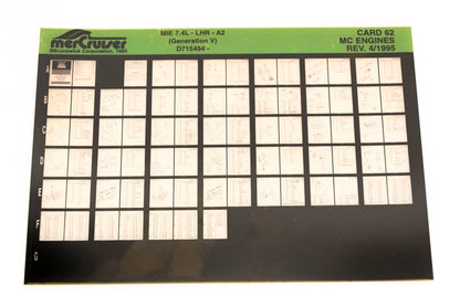 Mercruiser XY019-13 MC Engines MIE 7.4L-LHR-A2, D715494 Card 62 Microfiche