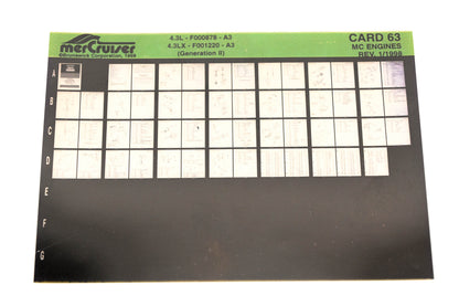 Mercruiser XY019-14 MC engines 4.3L-F000878-A3, 4.3LX-F001220-A3 Card 63 Microfiche