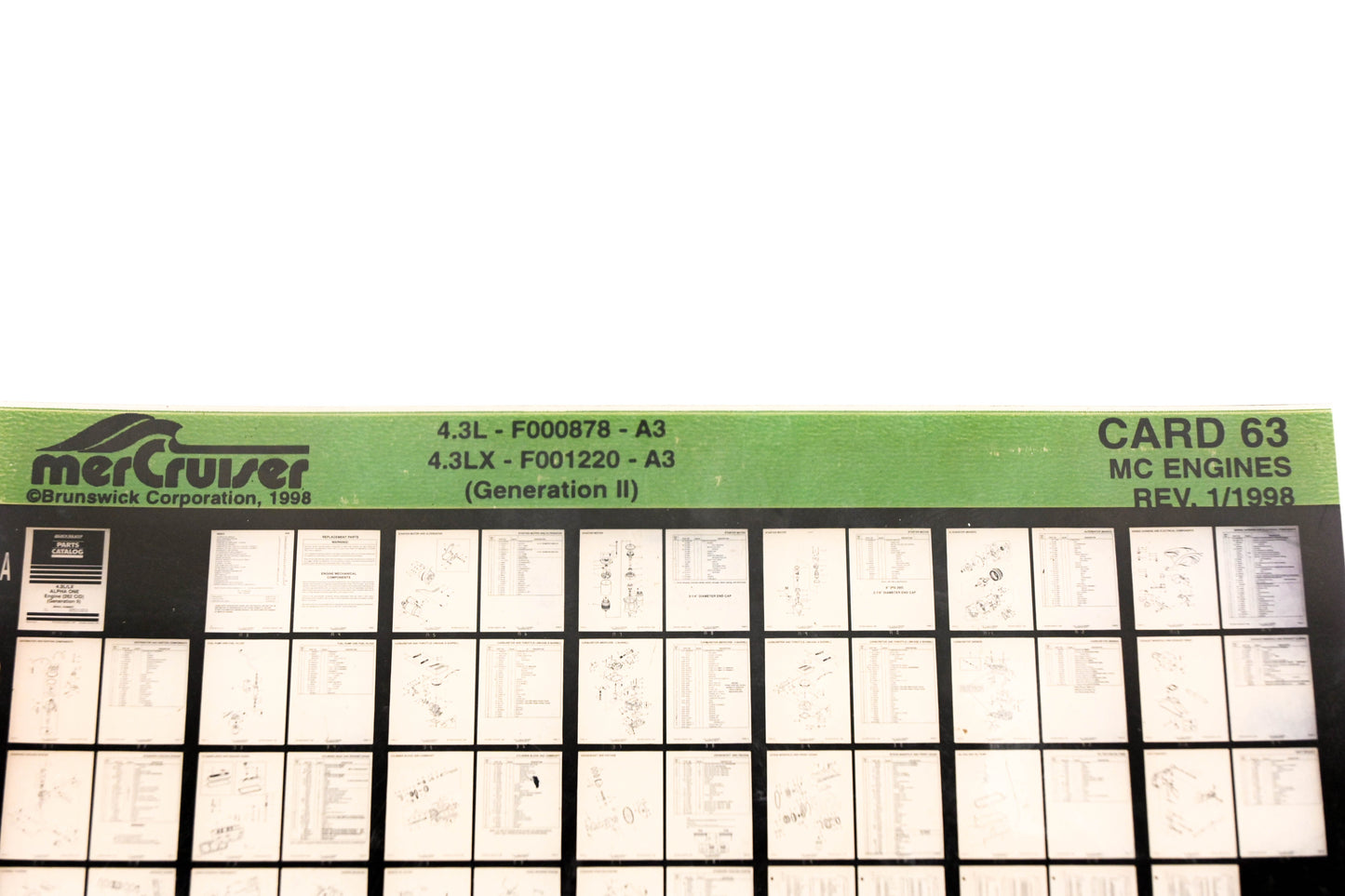 Mercruiser XY019-14 MC engines 4.3L-F000878-A3, 4.3LX-F001220-A3 Card 63 Microfiche
