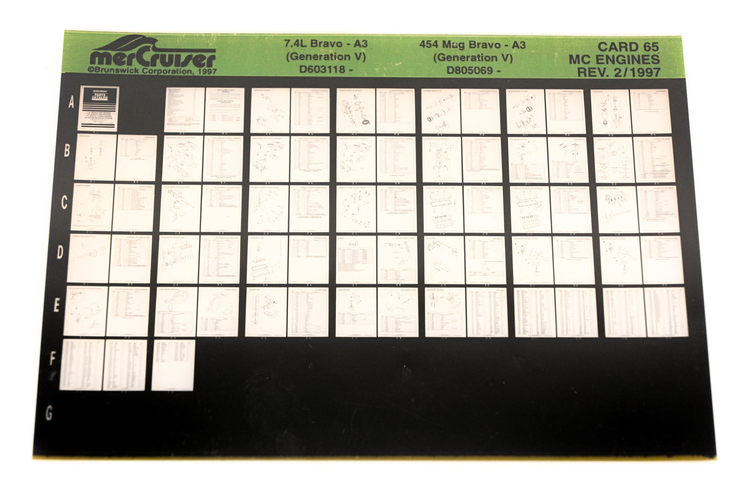 Mercruiser XY019-16 7.4L Bravo-A3, D603118, 454 Mag Bravo-A3, D805069 Card 65 Microfiche