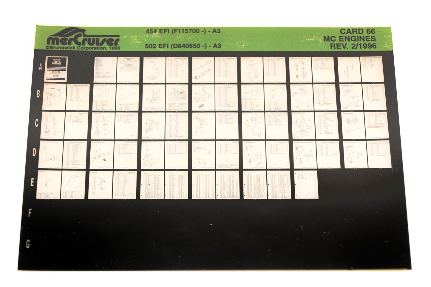 Mercruiser XY019-17 MC Engines 454 EFI(F115700-)-A3, 502 EFI(D840650-)-A3 Card 66 Microfiche
