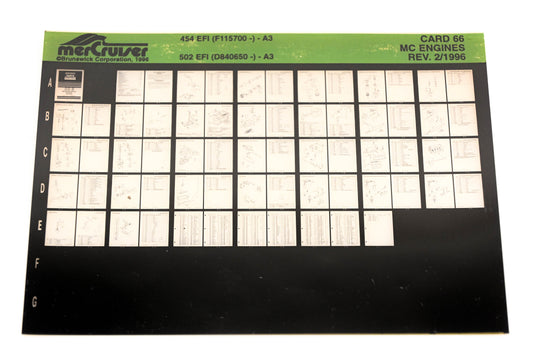 Mercruiser XY019-17 MC Engines 454 EFI(F115700-)-A3, 502 EFI(D840650-)-A3 Card 66 Microfiche