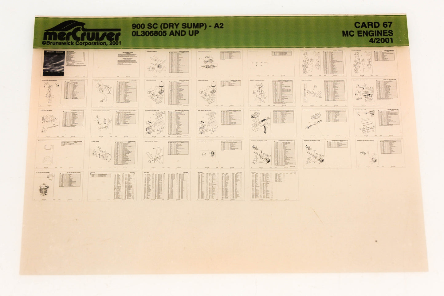 Mercruiser XY019-18 MC Engines 900 SC (Dry Sump)-A2 0L306805+ Card 67 Microfiche