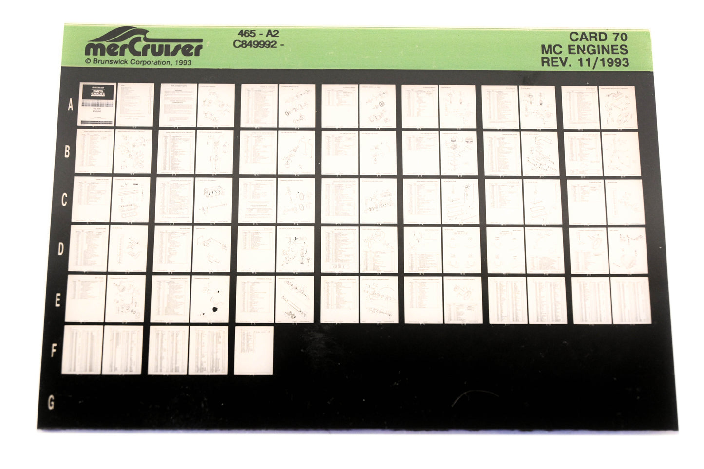 Mercruiser XY019-21 MC Engines 465-A2 C849992- Card 70 Microfiche
