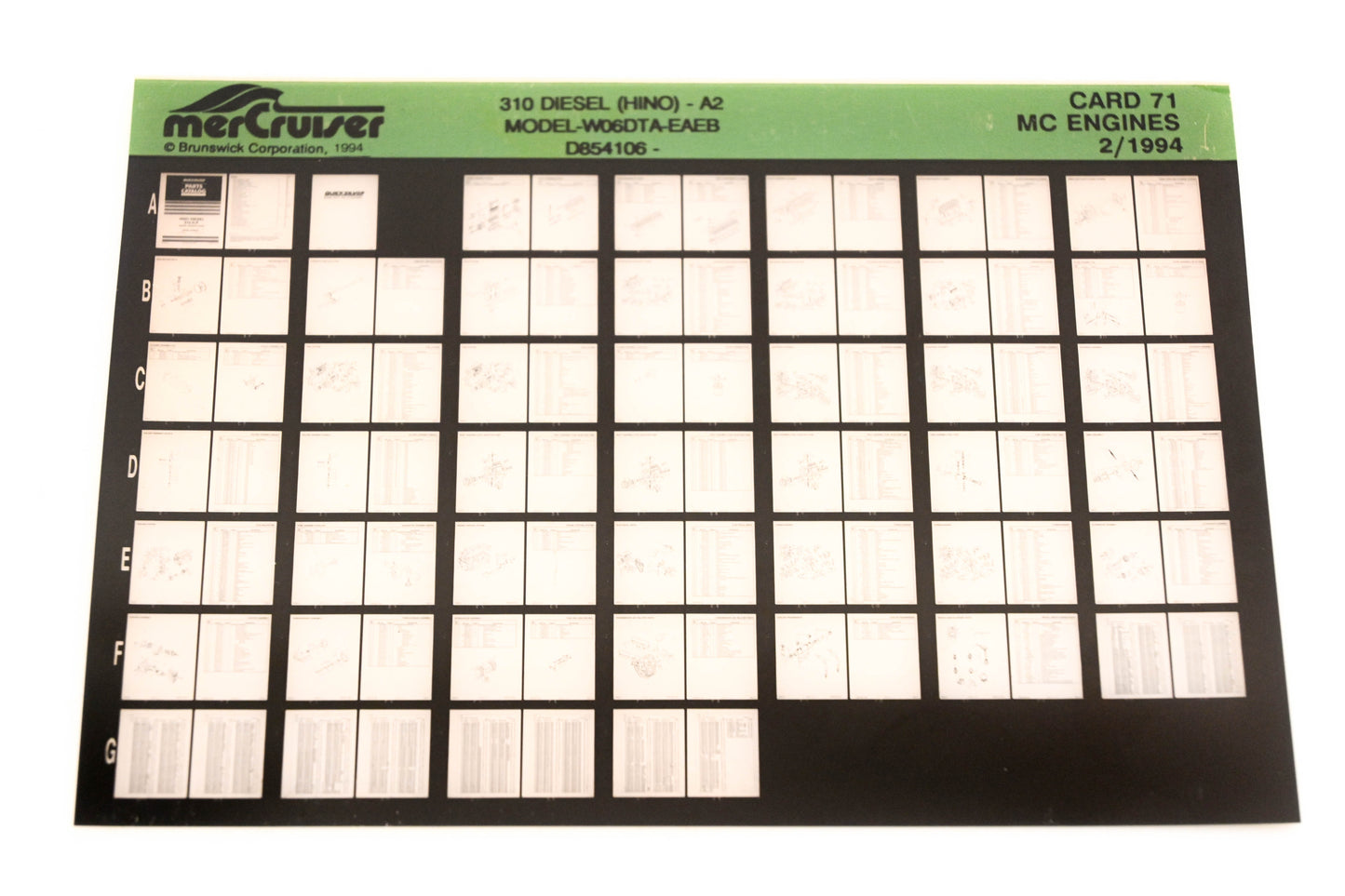 Mercruiser XY019-22 310 Diesel (HINO)-A2 MODEL-W06DTA-EAEB D854106 Card 71 Microfiche