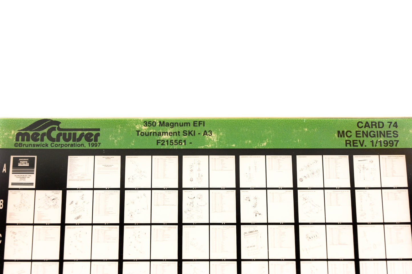 Mercruiser XY019-25 350 Magnum EFI Tournament SKI-A3 F215561- Card 74 Microfiche