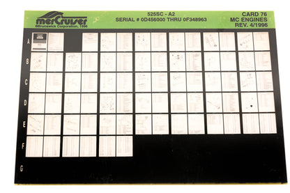 Mercruiser XY019-27 525SC-A2, 0D456000-0F348963 Card 76 Microfiche