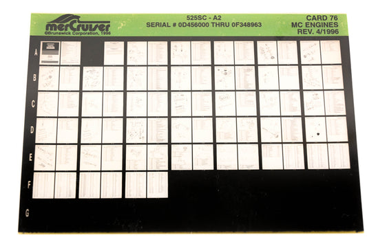 Mercruiser XY019-27 525SC-A2, 0D456000-0F348963 Card 76 Microfiche