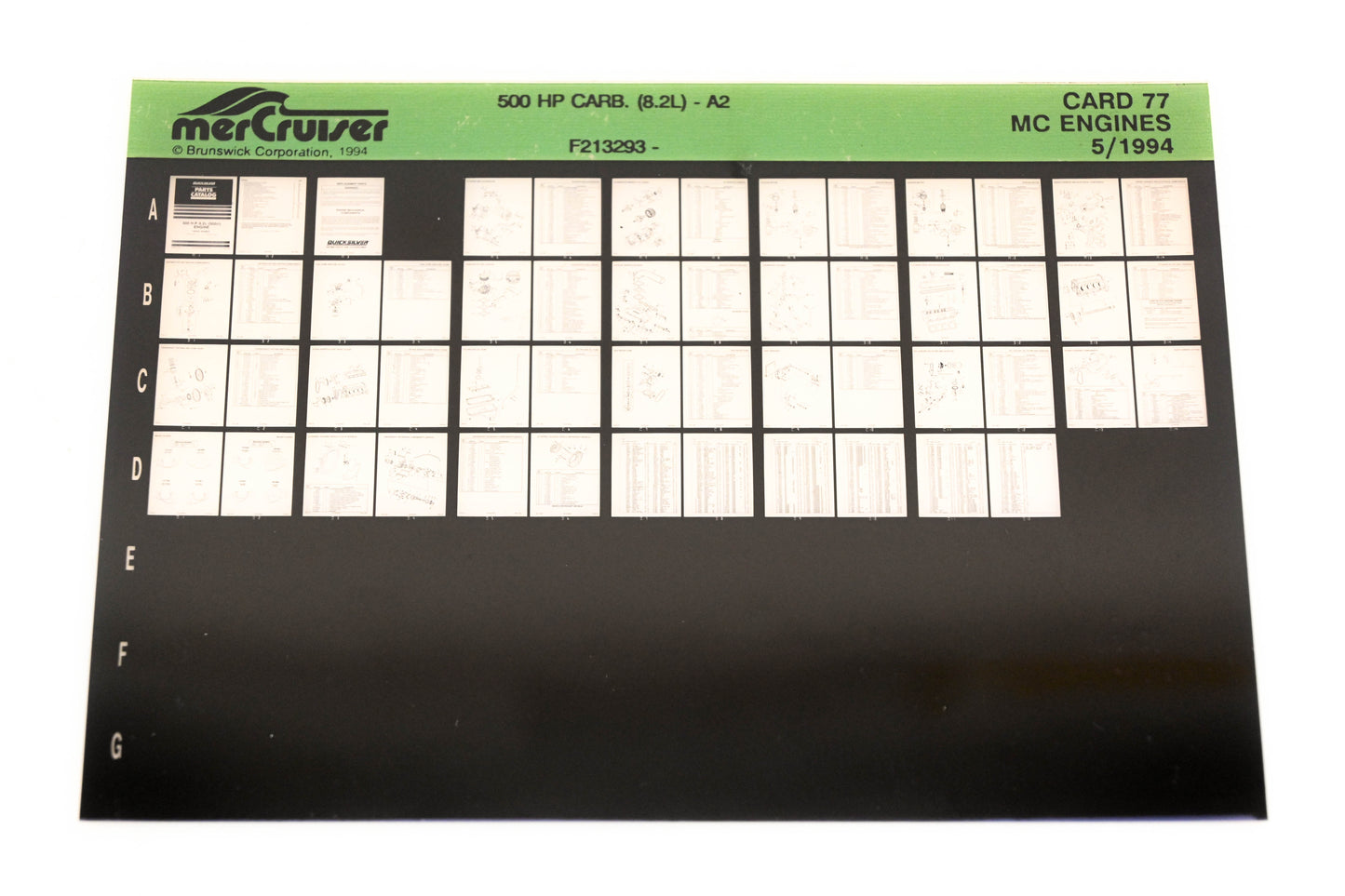 Mercruiser XY019-28 500HP Carb F213293 Card 77 Microfiche