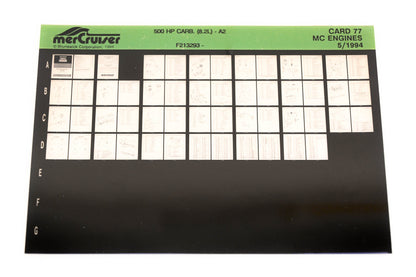 Mercruiser XY019-28 500HP Carb F213293 Card 77 Microfiche