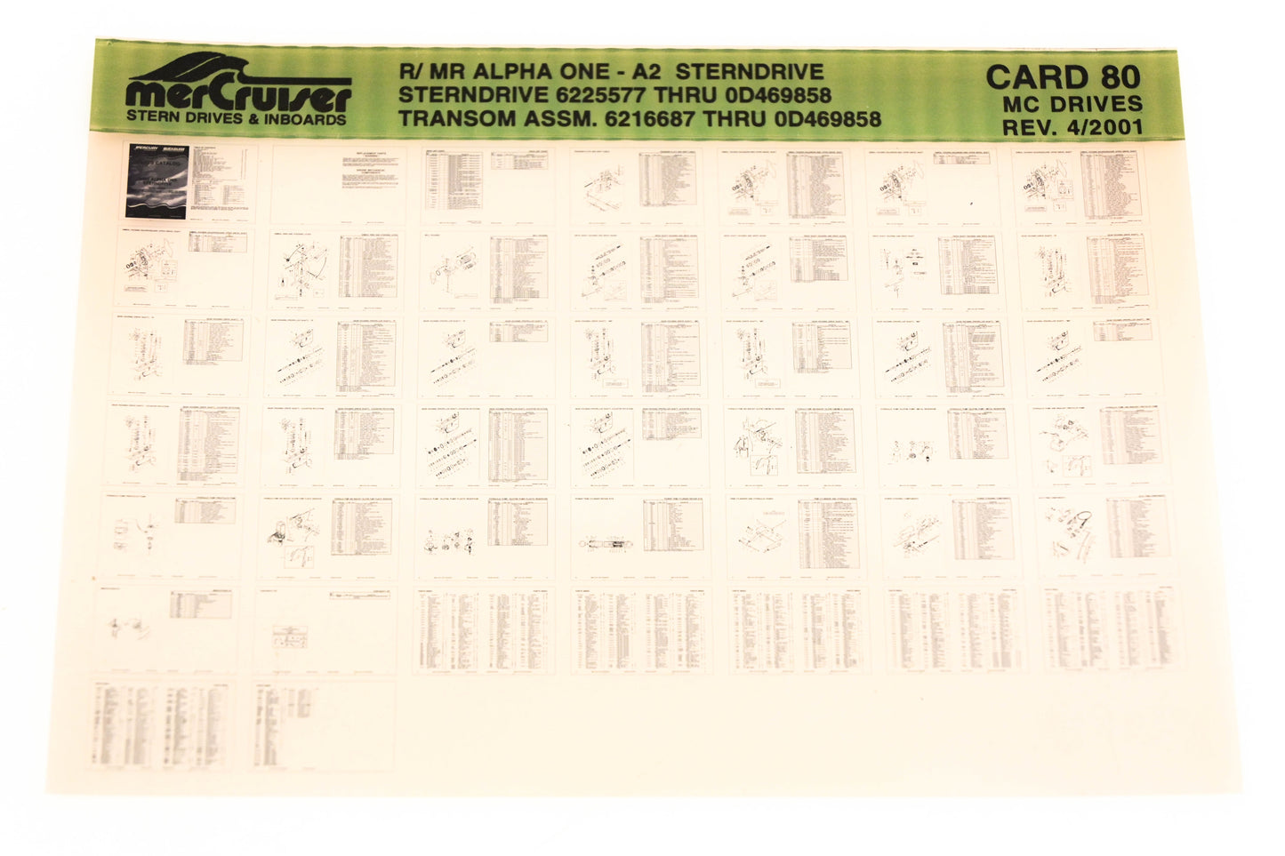 Mercruiser XY019-31 R/MR Alpha One-A2 6225577-0D469858, 6216687-0D469858 Card 80 Microfiche