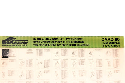 Mercruiser XY019-31 R/MR Alpha One-A2 6225577-0D469858, 6216687-0D469858 Card 80 Microfiche