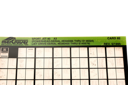 Mercruiser XY019-33 Sport Jet 90-A3 E095088-E138324, E80400-E145579 Card 82 Microfiche