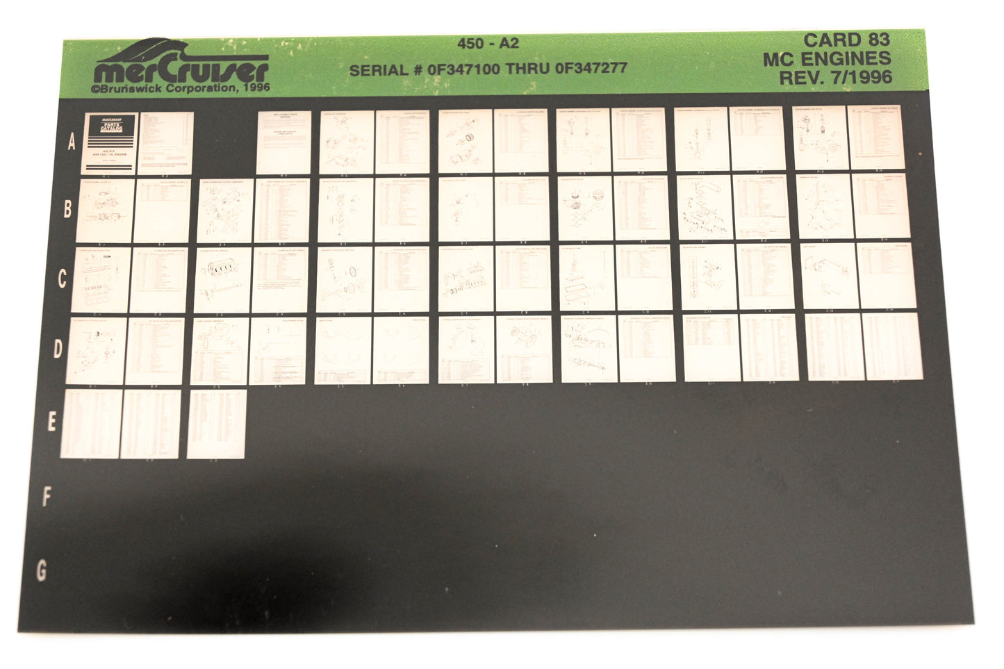 Mercruiser XY019-34 MC Engines 450-A2 F347100 - 0F347277 Card 83 Microfiche