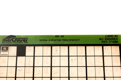 Mercruiser XY019-34 MC Engines 450-A2 F347100 - 0F347277 Card 83 Microfiche