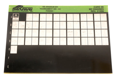 Mercruiser XY019-37 350 Magnum EFI Tournament SKI-A3 F350583- Card 86 Microfiche