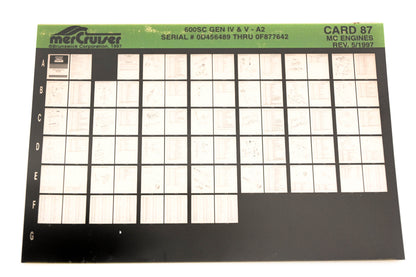 Mercruiser XY019-38 600SC Gen IV & V-A2, 0D456489 - 0F877642 Card 87 Microfiche