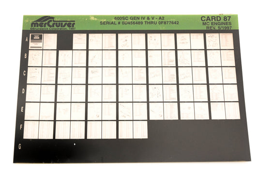 Mercruiser XY019-38 600SC Gen IV & V-A2, 0D456489 - 0F877642 Card 87 Microfiche