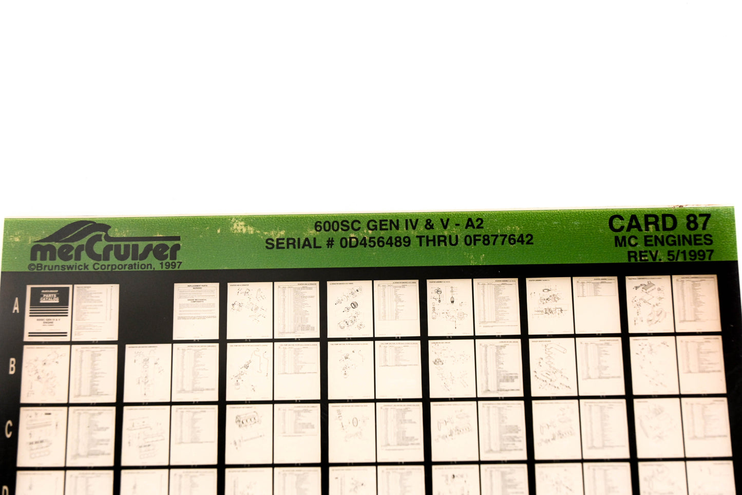 Mercruiser XY019-38 600SC Gen IV & V-A2, 0D456489 - 0F877642 Card 87 Microfiche
