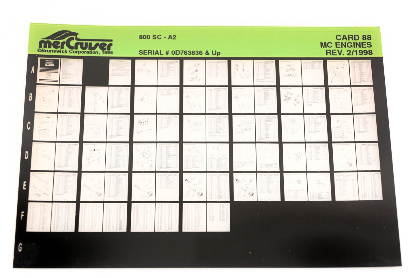 Mercruiser XY019-39 MC Engines 800SC-A2 0D763836+ Card 88 Microfiche