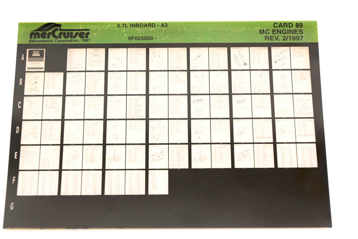 Mercruiser XY019-40 MC Engines 5.7L Inboard-A3 0F025000 Card 89 Microfiche