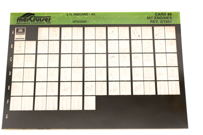 Mercruiser XY019-40 MC Engines 5.7L Inboard-A3 0F025000 Card 89 Microfiche