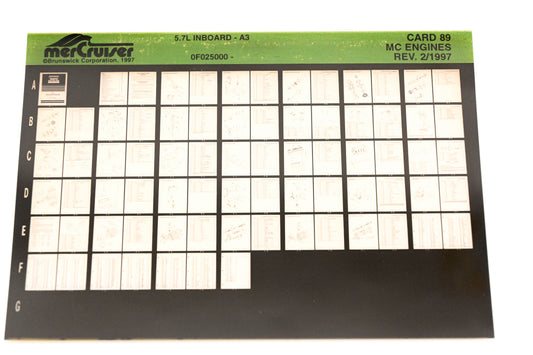 Mercruiser XY019-40 MC Engines 5.7L Inboard-A3 0F025000 Card 89 Microfiche
