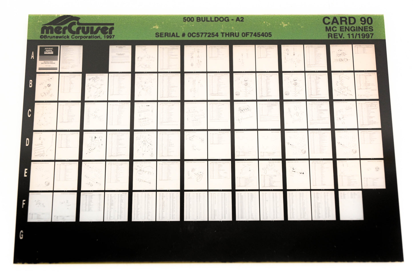 Mercruiser XY019-41 MC Engines 500 Bulldog-A2 0C577254 - 0F745405 Card 90 Microfiche