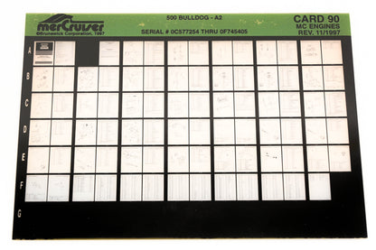 Mercruiser XY019-41 MC Engines 500 Bulldog-A2 0C577254 - 0F745405 Card 90 Microfiche