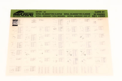 Mercruiser XY019-42 MC Engines 500 EFI-A2 Card 91 Microfiche