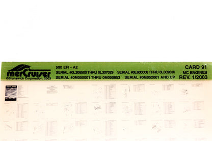 Mercruiser XY019-42 MC Engines 500 EFI-A2 Card 91 Microfiche