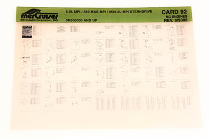 Mercruiser XY019-43 5.0L MPI/350 Magnum MPI/ MX6.2L MPI, 0M3000000+ Card 92 Microfiche