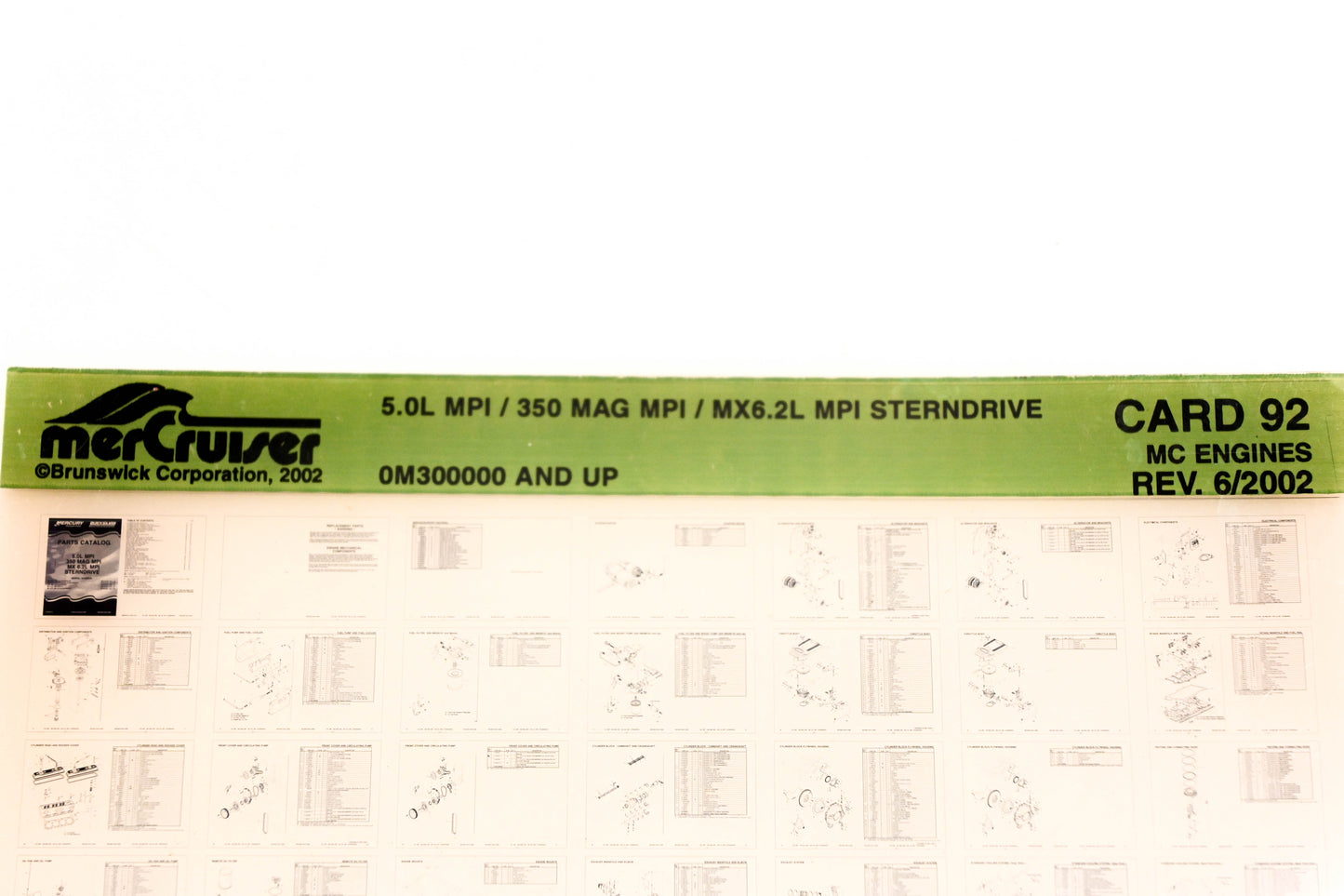 Mercruiser XY019-43 5.0L MPI/350 Magnum MPI/ MX6.2L MPI, 0M3000000+ Card 92 Microfiche