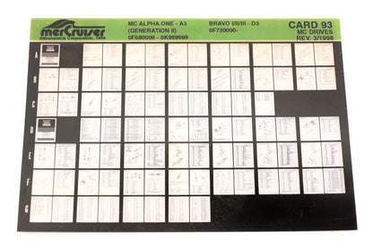 Mercruiser XY019-44 MC Alpha One-A3, Bravo I/II/III-D3 Card 93 Microfiche
