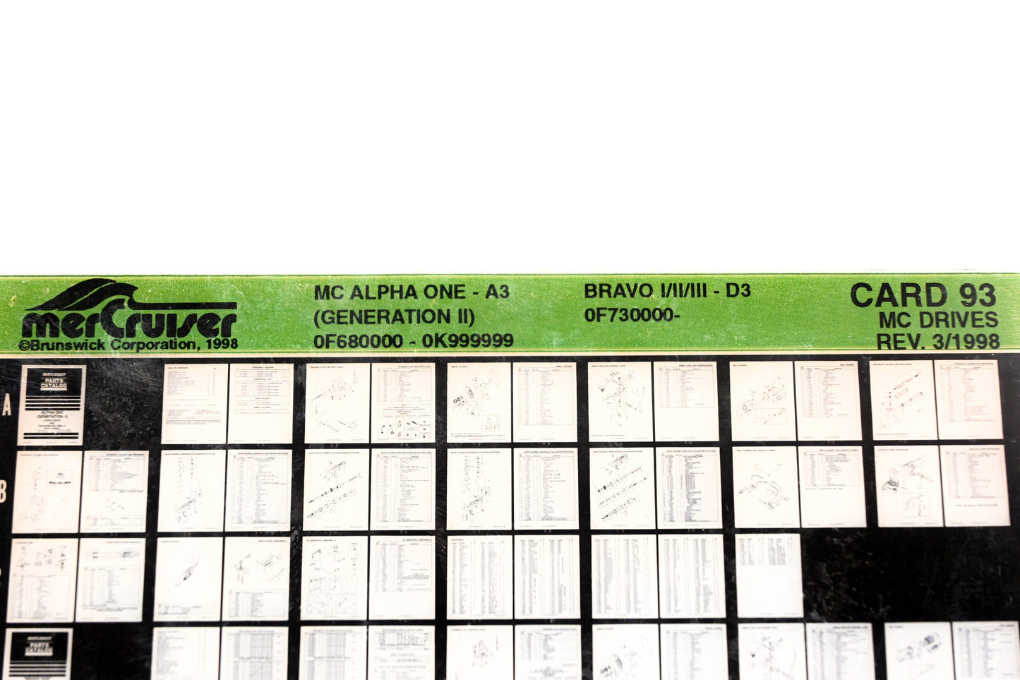 Mercruiser XY019-44 MC Alpha One-A3, Bravo I/II/III-D3 Card 93 Microfiche