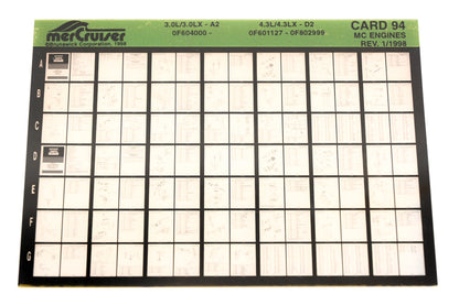 Mercruiser XY019-45 3.0L/3.0LX-A2 0F604000-, 4.3L/4.3LX-D2 0F601127 - 0F802999 Card 94 Microfiche