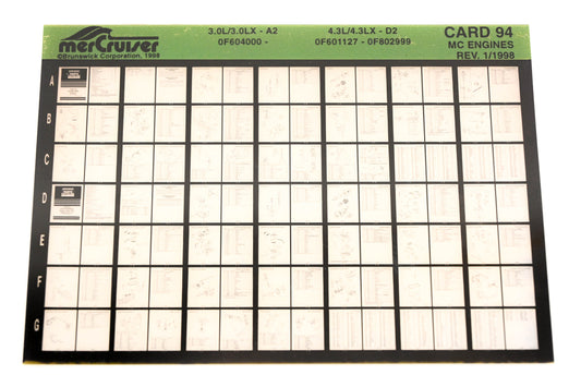 Mercruiser XY019-45 3.0L/3.0LX-A2 0F604000-, 4.3L/4.3LX-D2 0F601127 - 0F802999 Card 94 Microfiche