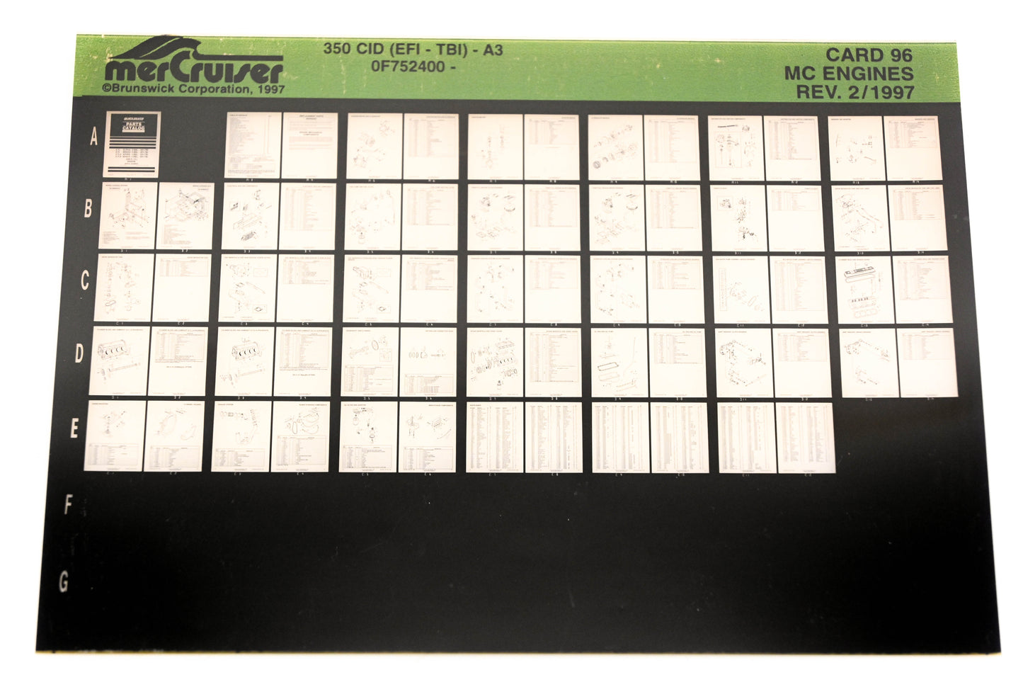 Mercruiser XY019-47 MC Engines 350 CID (EFI-TBI)-A3 0F752400 Card 96 Microfiche