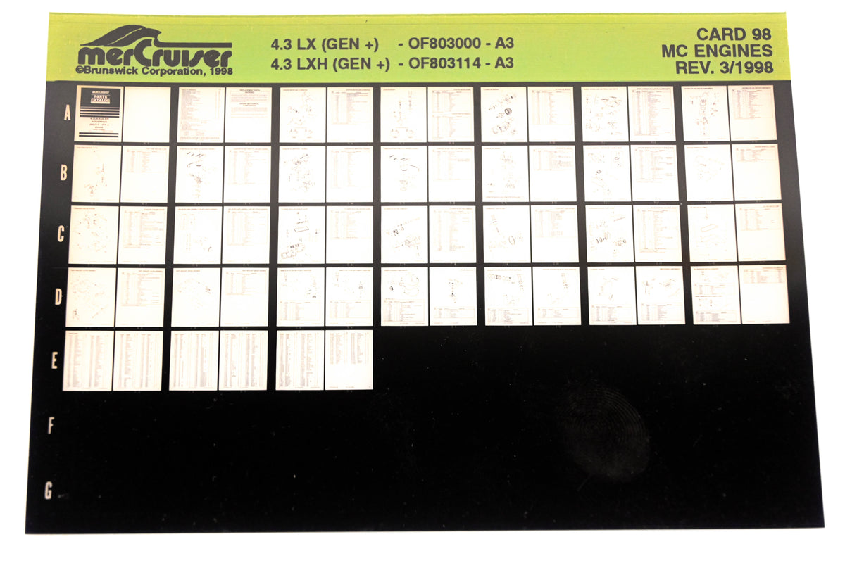 Mercruiser XY019-49 MC Engines 4.3LX/LXH OF803000, OF803114 A3 Card 98 Microfiche